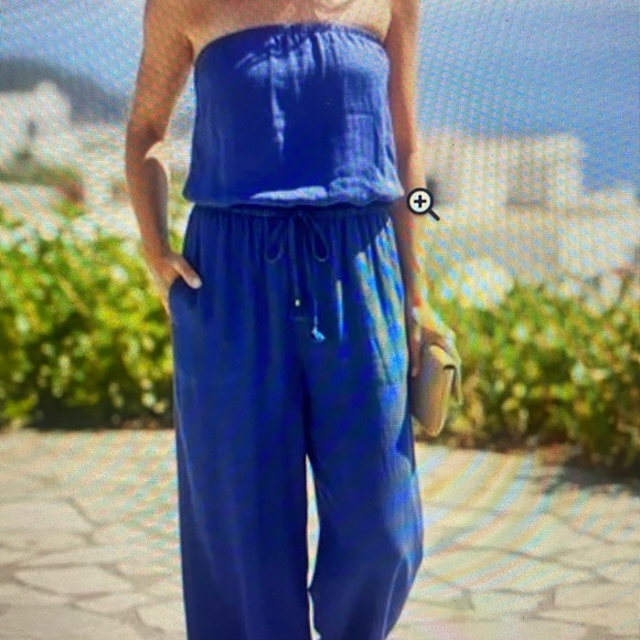 BECCA Pants - Becca by Rebecca Virtue Strapless Royal Blue Beach Cover Up Size M